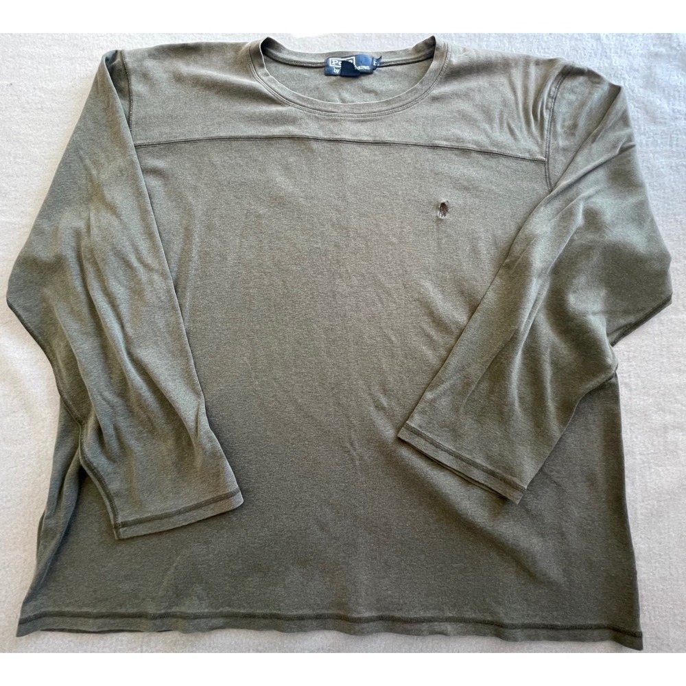 Polo Ralph Lauren Mens XXL Olive Green Long Sleeve Cotton T-Shirt Pony Logo